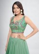 Festive Pista Green Color Lehenga Choli For Women